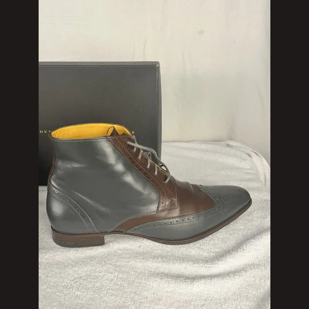 Undandy Men’s Ankle Boots Size‎ 45 Multicolor Brown & Grey Leather Dress Shoes